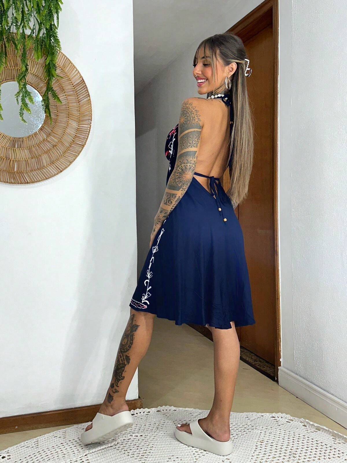 Vestidos elegante bordado curto feminino ponta indiano