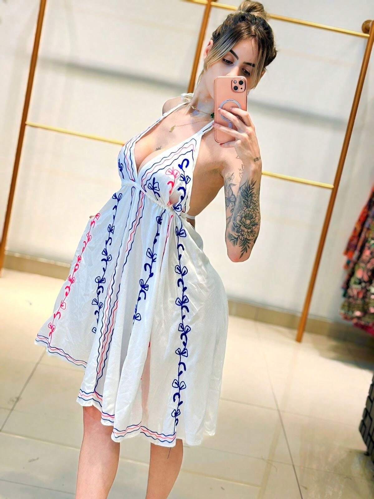 Vestidos elegante bordado curto feminino ponta indiano