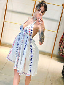 Vestidos elegante bordado curto feminino ponta indiano