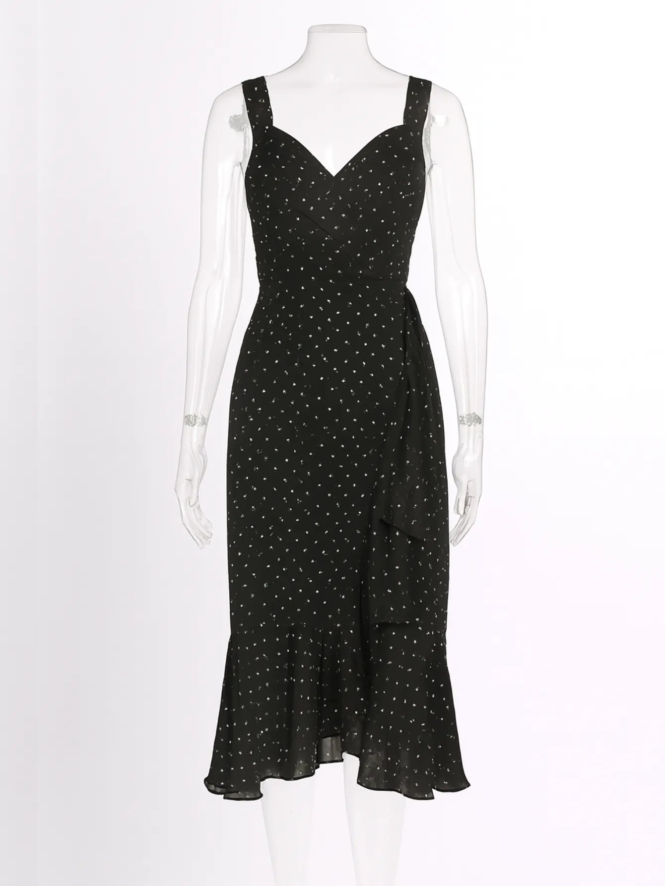 Vestido Midi Chiffon com Babado