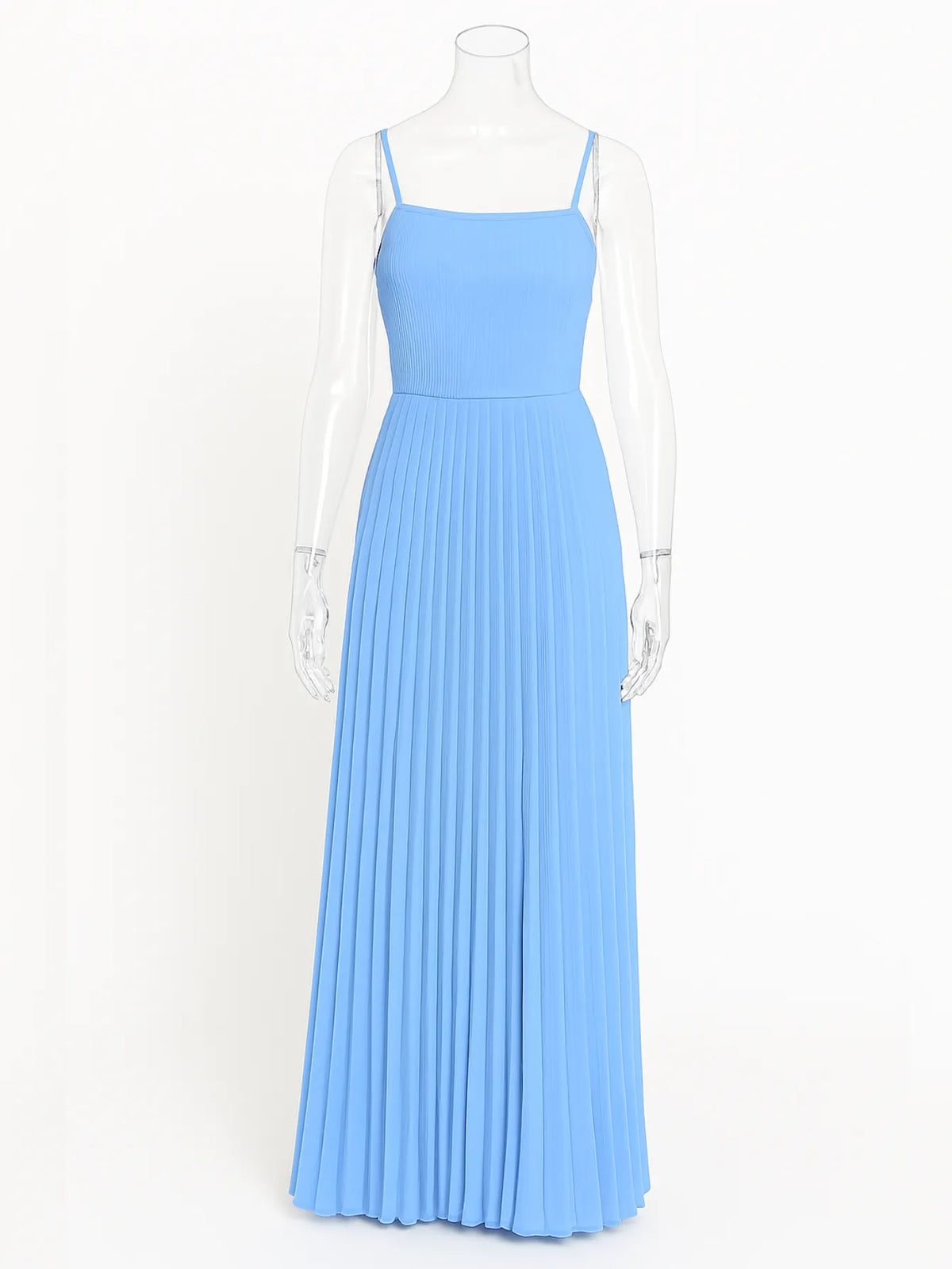 Vestido Longo Tecido Duna Azul Claro